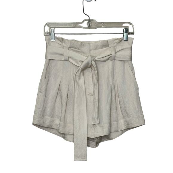 A. L. C. Cream high waist belted paper bag shorts size 2 - Picture 1 of 9